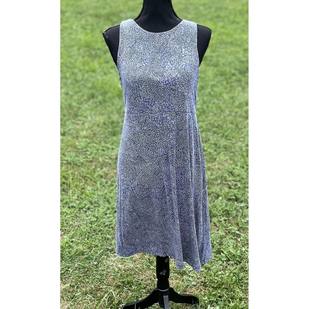Athleta Dress Womens Medium Blue Sleeveless Tank Patterned A Line Summer Casual
